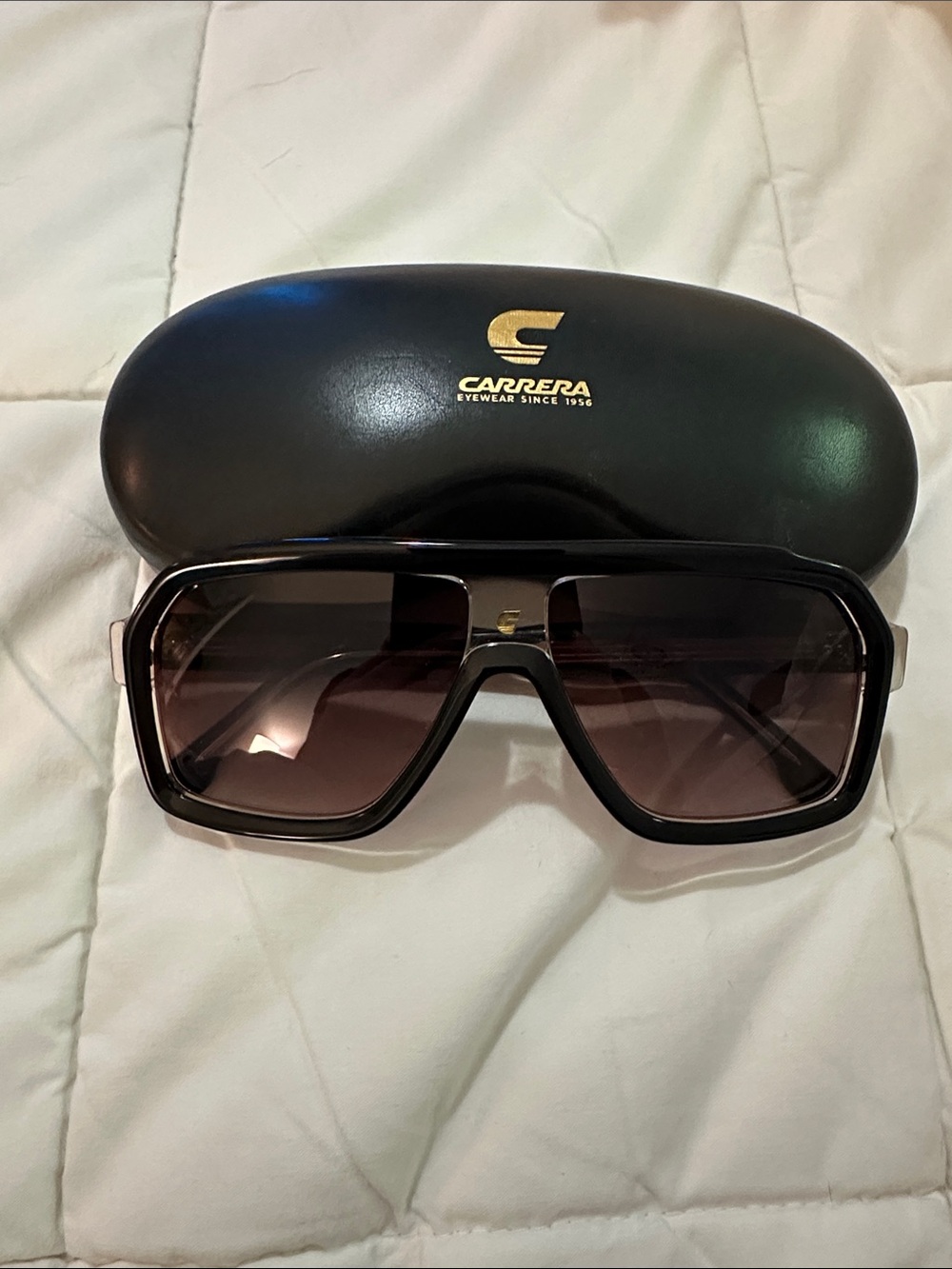 Worn Once. Carrera Black Frame Sunglasses with Brown Gradient Lenses